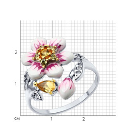 Кольцо SOKOLOV - Серебро 925, Фианит, Цитрин, Эмаль (арт. 92014426)