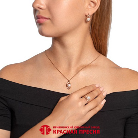 Серьги Красная пресня - Серебро 925, Жемчуг синтетический, Фианит (арт. 33616527)