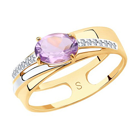 Кольцо SOKOLOV - Золото 585, Аметист, Фианит (арт. 715630)