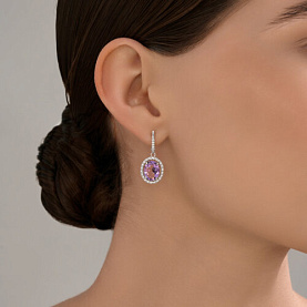 Серьги Diamant - Серебро 925, Аметист, Фианит (арт. 94-321-02647-2)