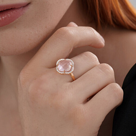 Кольцо SOKOLOV - Золото 585, Кварц, Фианит (арт. 717201)