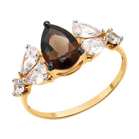 Кольцо SOKOLOV - Серебро 925, Раухтопаз, Фианит (арт. 92014452)