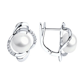 Серьги SOKOLOV - Серебро 925, Жемчуг культивированный, Фианит (арт. 92022940)