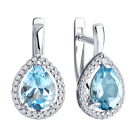 Серьги Diamant - Серебро 925, Топаз, Фианит (арт. 94-320-02047-1)