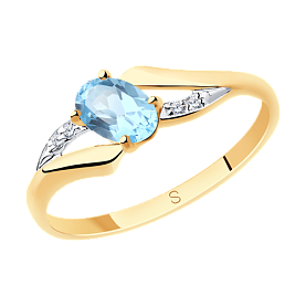 Кольцо SOKOLOV - Золото 375, Топаз, Фианит (арт. 37715682)