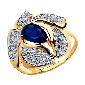 Кольцо SOKOLOV - Золото 585, Синтетический сапфир , Фианит (арт. 714709)
