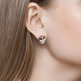 Серьги SOKOLOV - Серебро 925, Фианит, Эмаль (арт. 94022921)