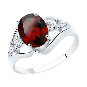 Кольцо SOKOLOV - Серебро 925, Гранат, Фианит (арт. 92011935)
