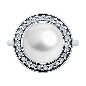 Кольцо SOKOLOV - Серебро 925, Жемчуг культивированный, Фианит (арт. 92014417)