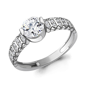 Кольцо Аквамарин - Серебро 925, Фианит (арт. 600205А.5)