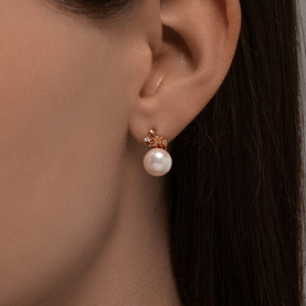 Серьги Diamant - Серебро 925, Жемчуг культивированный, Фианит (арт. 93-320-02069-1)
