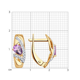 Серьги SOKOLOV - Золото 585, Аметист, Фианит (арт. 724829)