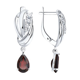 Серьги SOKOLOV - Серебро 925, Гранат, Фианит (арт. 92022258)