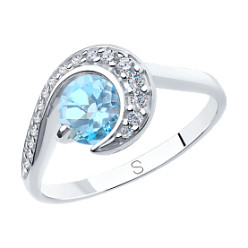 Кольцо SOKOLOV - Серебро 925, Топаз, Фианит (арт. 92011848)