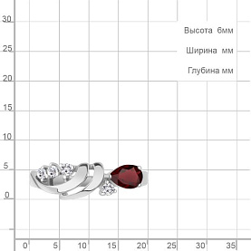Кольцо Аквамарин - Серебро 925, Гранат, Фианит (арт. 65003303А.5)