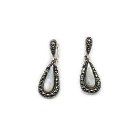 Серьги Эвора - Серебро 925, Марказит, Перламутр (арт. 633637)