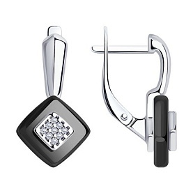 Серьги Diamant - Серебро 925, Керамика, Фианит (арт. 94-120-01270-1)