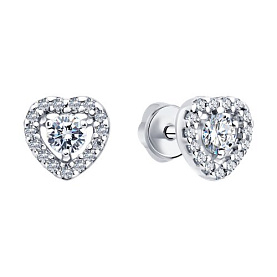 Серьги SOKOLOV - Серебро 925, Бриллиант, Бриллиант голубой, Бриллиант коньячный (арт. 86020015)