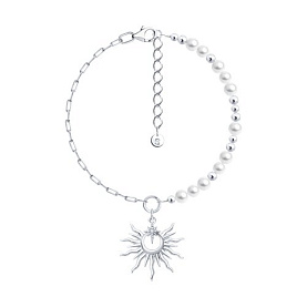 Браслет SOKOLOV - Серебро 925, Жемчуг синтетический, Фианит (арт. 94051589)