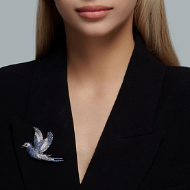 Брошь SOKOLOV - Серебро 925, Синтетическая шпинель, Фианит (арт. 94040301)