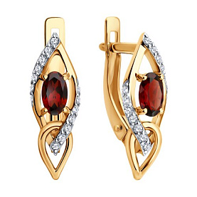 Серьги SOKOLOV - Золото 585, Гранат, Фианит (арт. 729318)