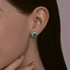 Серьги SOKOLOV - Серебро 925, Синтетический ситалл , Фианит (арт. 92025255-91)