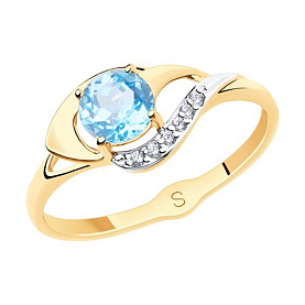 Кольцо SOKOLOV - Золото 375, Топаз, Фианит (арт. 37715570)