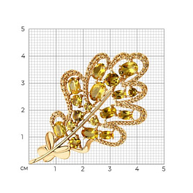 Брошь SOKOLOV - Серебро 925, Фианит, Цитрин (арт. 92040097)