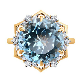 Кольцо Diamant - Золото 585, Топаз, Фианит (арт. 51-310-02159-1)