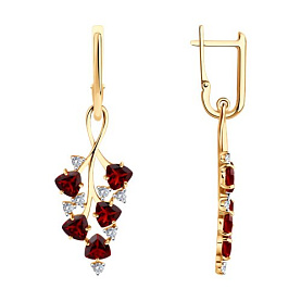 Серьги SOKOLOV - Серебро 925, Гранат, Фианит (арт. 92023105)