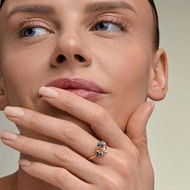 Кольцо SOKOLOV - Золото 585, Топаз, Топаз лондон (арт. 717387)