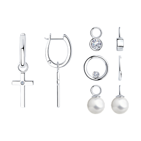 Серьги SOKOLOV - Серебро 925, Жемчуг культивированный, Фианит (арт. 94024208)