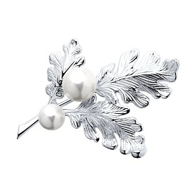 Брошь SOKOLOV - Серебро 925, Жемчуг имитация (арт. 94040132)