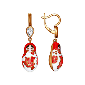 Серьги SOKOLOV - Серебро 925, Фианит, Эмаль (арт. 93020431)