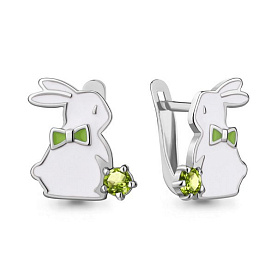 Серьги Аквамарин - Серебро 925, Хризолит, Эмаль (арт. 4778407.5)