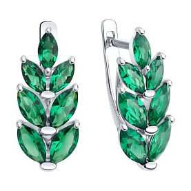 Серьги Diamant - Серебро 925, Синтетический изумруд (арт. 94-320-02172-1)