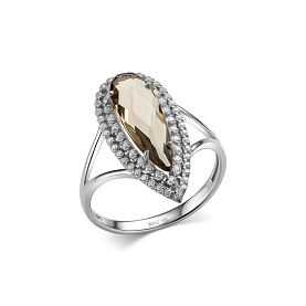 Кольцо Дар - Серебро 925, Раухтопаз, Фианит (арт. К-3219рб40700)