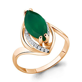 Кольцо Аквамарин - Серебро 925, Агат, Фианит (арт. 6534109А.6)