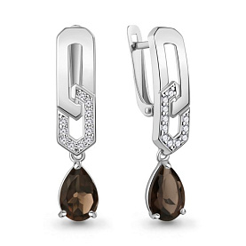 Серьги Аквамарин - Серебро 925, Кварц, Фианит (арт. 45016401А.5)