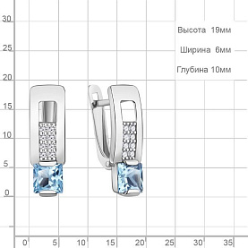 Серьги Аквамарин - Серебро 925, Топаз, Фианит (арт. 45017505А.5)