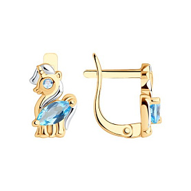 Серьги SOKOLOV - Золото 585, Топаз, Фианит (арт. 727362)