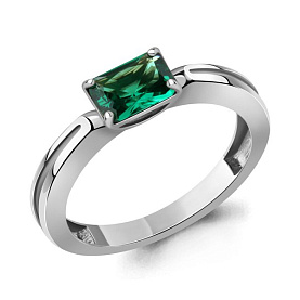 Кольцо Аквамарин - Серебро 925, Синтетический изумруд (арт. 600356П.5)