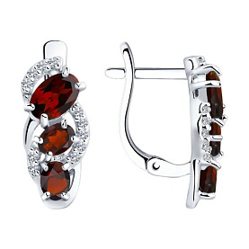 Серьги SOKOLOV - Серебро 925, Гранат, Фианит (арт. 92021140)