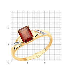 Кольцо SOKOLOV - Золото 375, Гранат, Фианит (арт. 37715536)