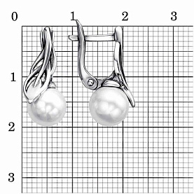Серьги Красная пресня - Серебро 925, Жемчуг имитация (арт. 33614790)