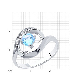 Кольцо Diamant - Серебро 925, Топаз, Фианит (арт. 94-310-00695-1)