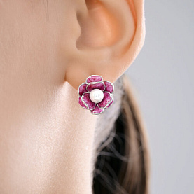 Серьги SOKOLOV - Серебро 925, Жемчуг имитация, Эмаль (арт. 94027279)