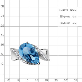 Кольцо Аквамарин - Серебро 925, Синтетический топаз, Фианит (арт. 65023192А.5)