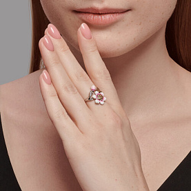 Кольцо SOKOLOV - Серебро 925, Фианит, Цитрин, Эмаль (арт. 92014426)