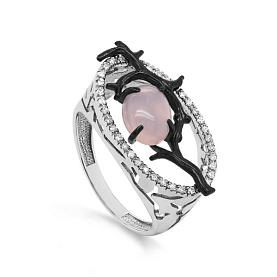 Кольцо Кабаровских - Серебро 925, Оникс, Фианит (арт. 11-901-6489)